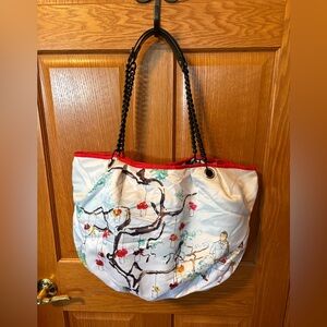 DSW Red and White Floral Tote Bag